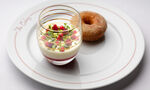 The Colony Grill Room Buttermilk Pannacotta and Warm Chamomile Doughnut
